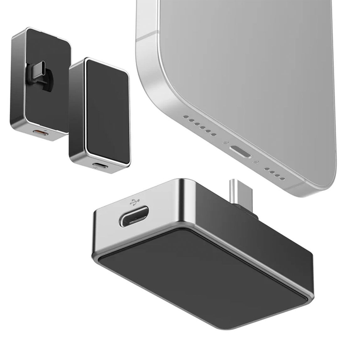 Dual-Function Foldable Plug Portable Solid State Storage Drive, USB 3.2 High-Speed Two-Port Mobile Data Transfer Unit SSD