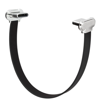 Dual Right Angle Usb-C Male To Male Flat Short Cable For Fast Charging & Data Sync